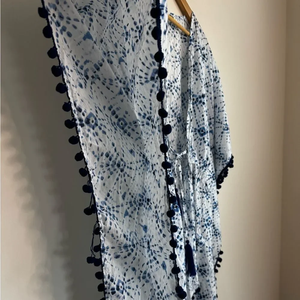 Mudo Blue Tie-dye Beach Coverup 100% cotton Size Medium/Large